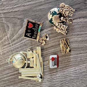 Lot of 5 Vintage Goldtone Teacher Brooches
